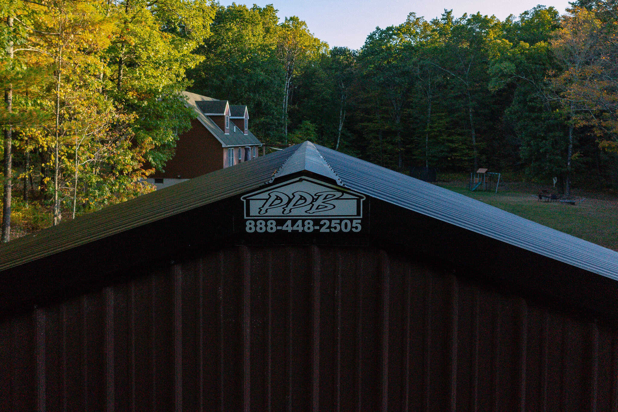 Brown and Black Post-Frame Garage New York