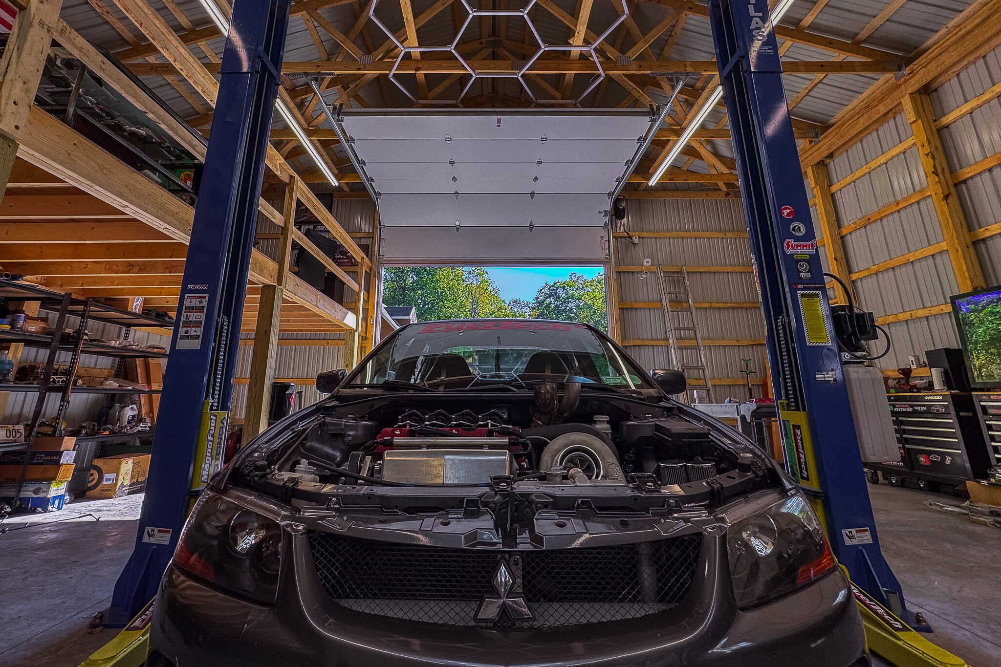 Brown and Black Garage Vehicle Area