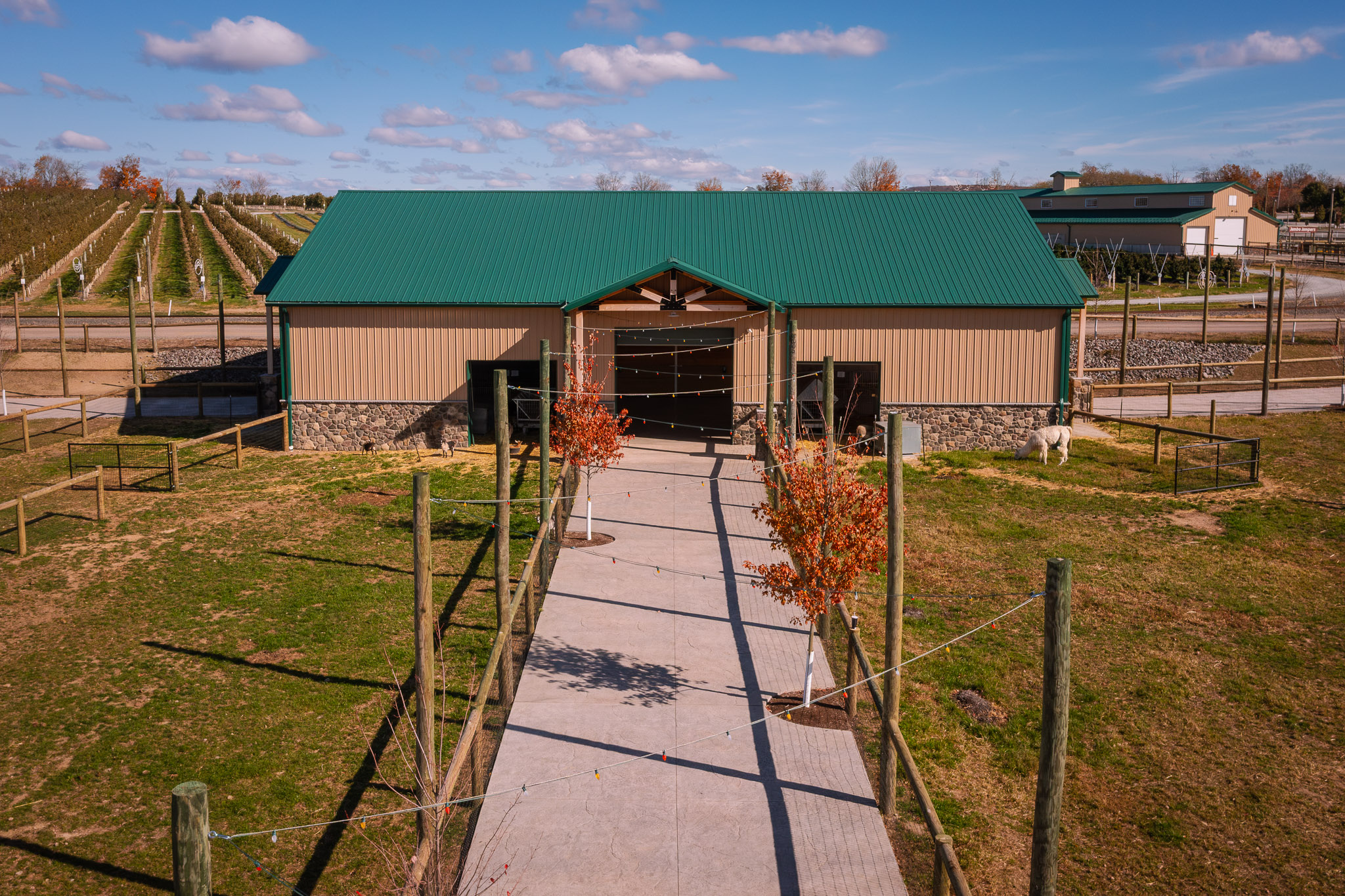 Agricultural Facility Framed by Farm Landscape