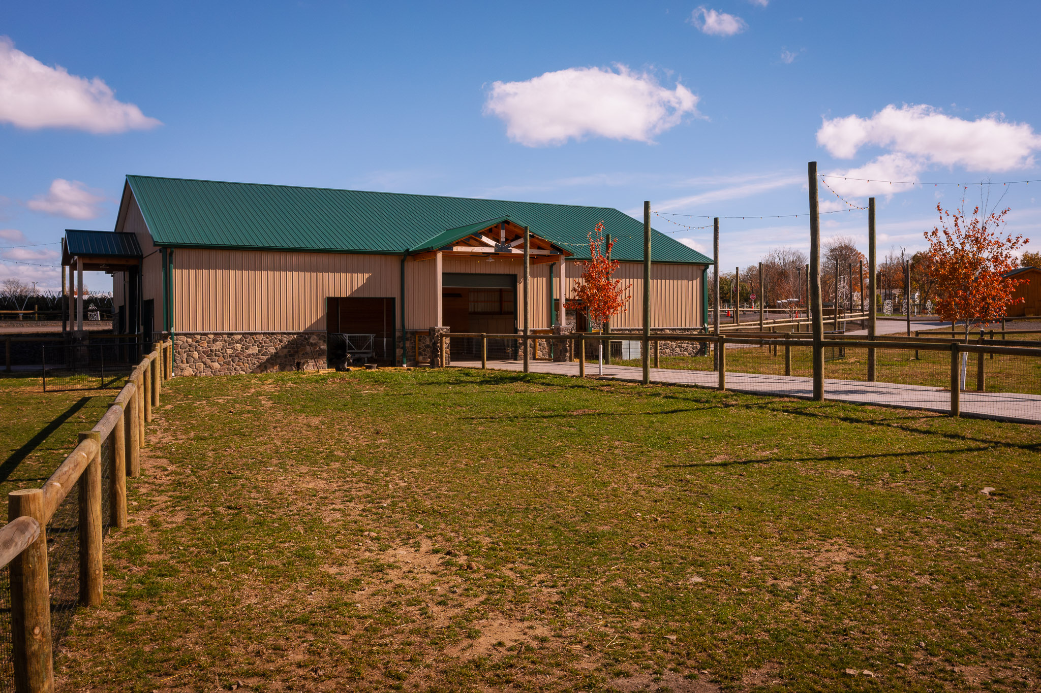 Stone Veneer Agricultural Building With Deep Overhangs