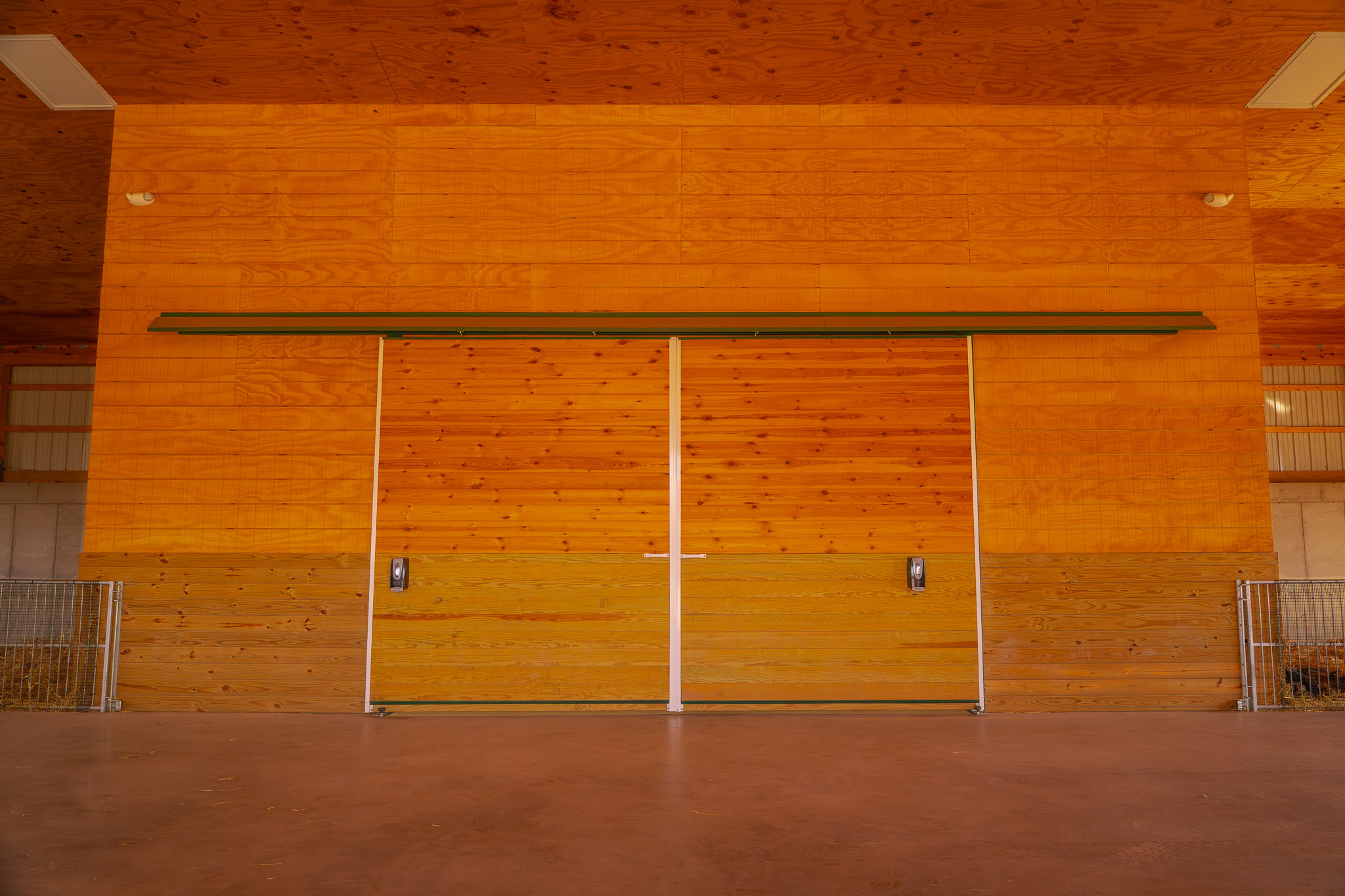Agricultural Facility Interior With Plywood Ceiling