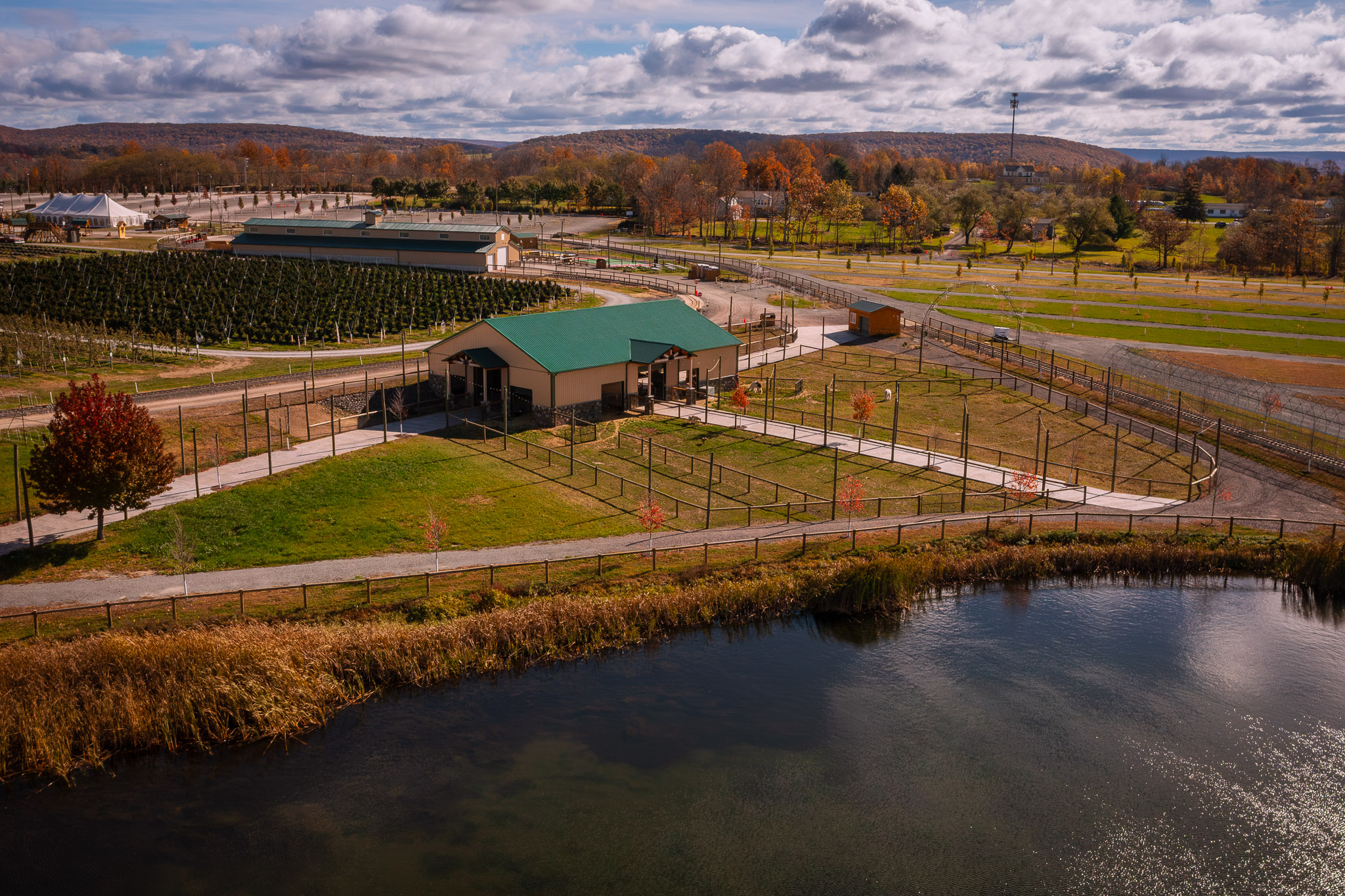 Large Agricultural Facility Exterior with Ivy Roof