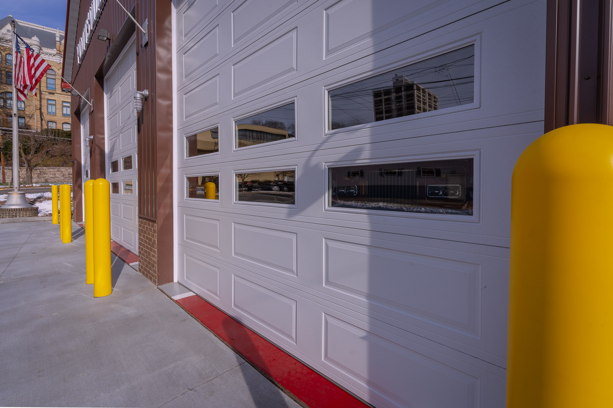Red Metal Fire Station Overhead Door Red Metal Fire Station Overhead Door Detail MF005