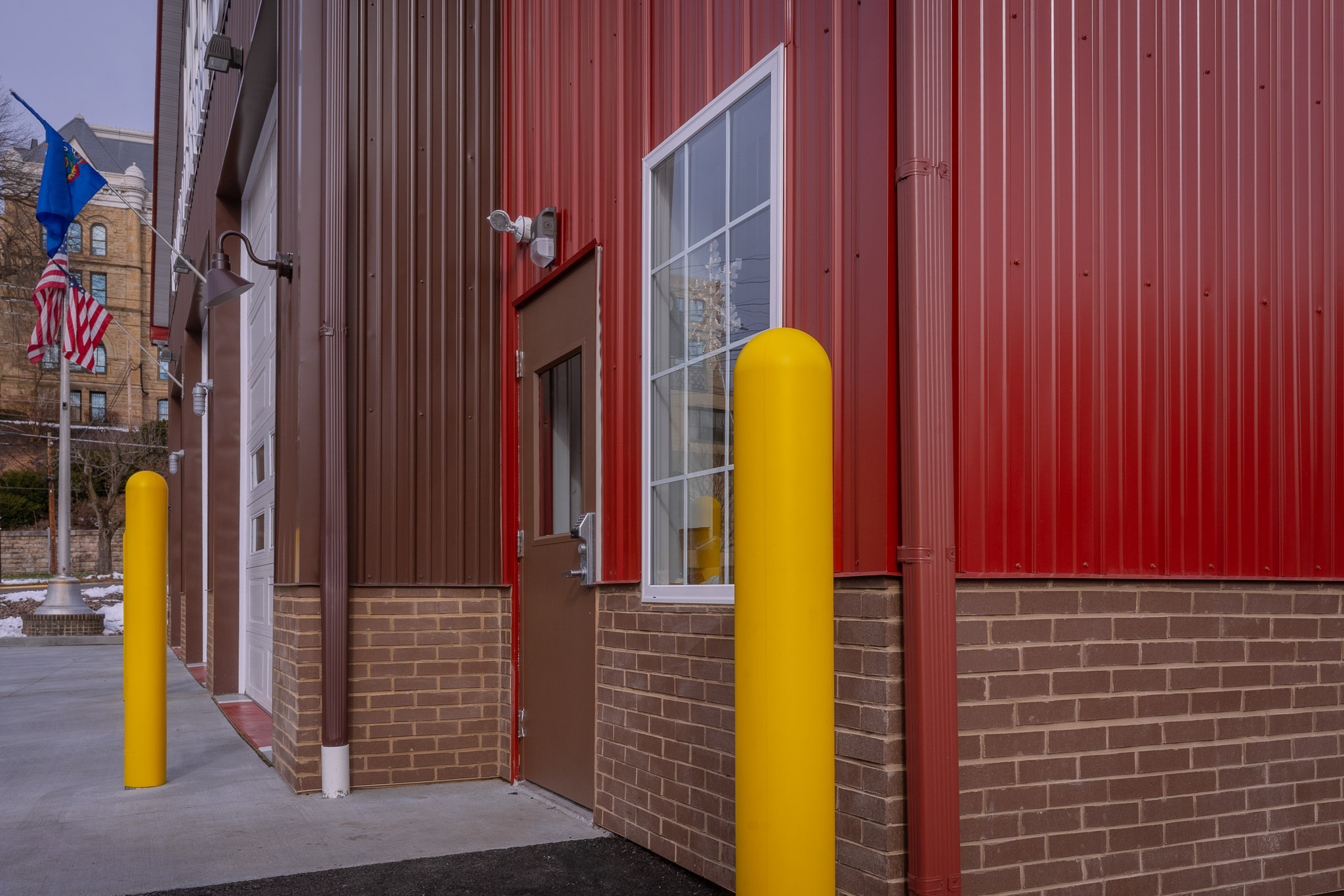 55×58 Fire Station Bollards 55x58 Fire Station Steel Bollards Yellow Vinyl