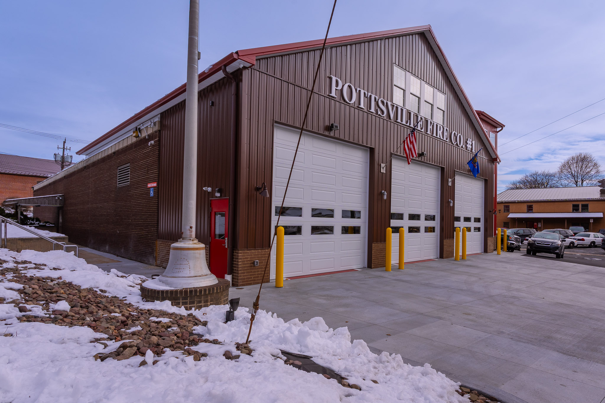 Red Metal Fire Station Entry Door Red Metal Fire Station Entry Door Panic Hardware