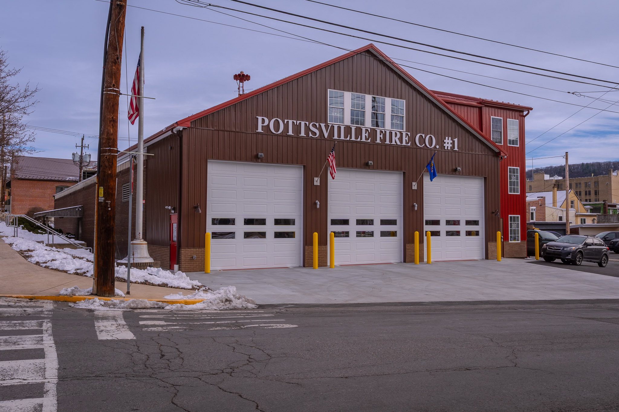 MF005 55x58x18 Red Metal Fire Station Pennsylvania-39 MF005 55x58x18 Post Frame Fire Station Pottsville Fire Company Pennsylvania